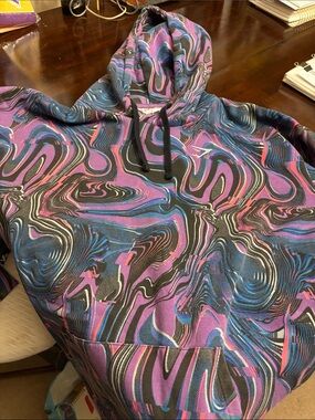 Gymshark Swirl Print Pullover Hoodie in Purple, Blue & Black